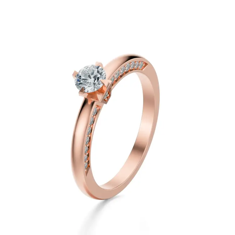 Pierścionek zaręczynowy różowe złoto